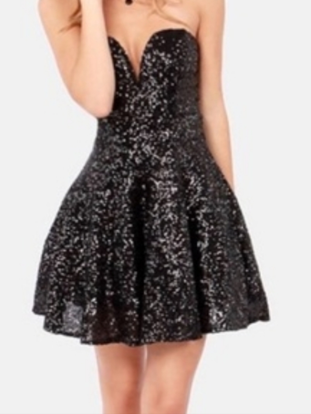 Charlotte Russe Black Sequin Strapless Sweetheart Dress